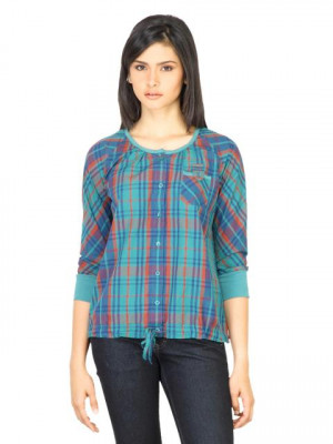 Wrangler Women Ribbed Green Top