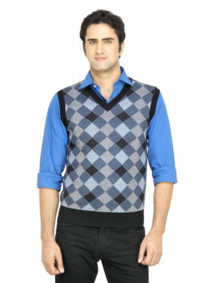 Arrow Sport Men Black Check Sweater