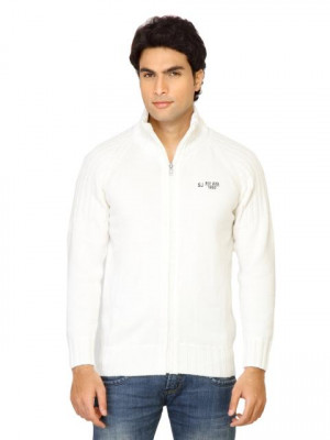 Spykar Men Solid White Sweater
