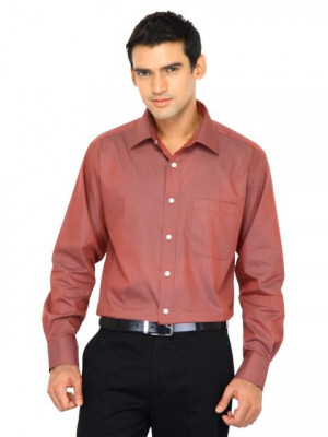 John Miller Men Solid Light Maroon Shirts