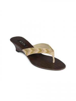 Rocia Women Gold Toned & Beige Heels