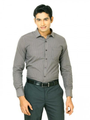 John Miller Men grey stripe Grey Shirts