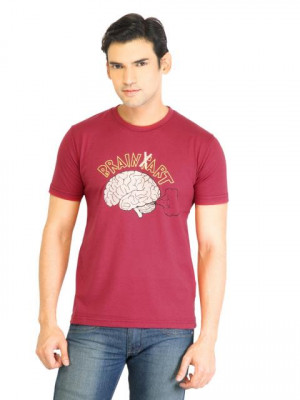 Peter England Men Printed Red TShirt