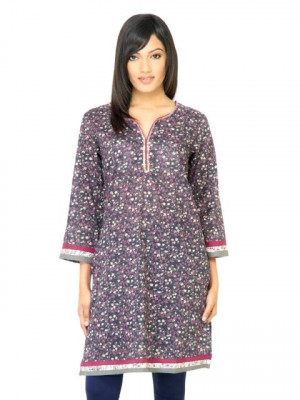 Diva Women Printed Navy Blue Kurta