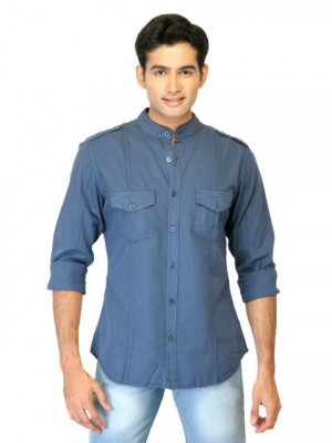 United Colors of Benetton Men Solid Blue Shirts