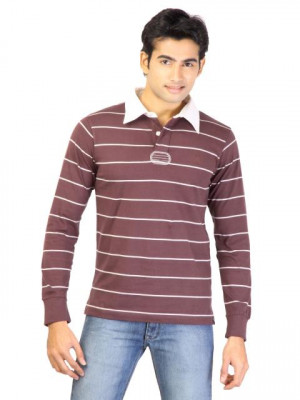 Lee Men Stripes Maroon T-shirt