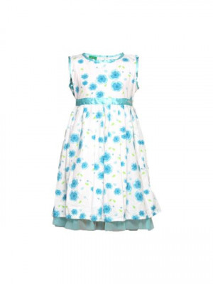 Palm Tree Girls Beyonce White & Blue Dress