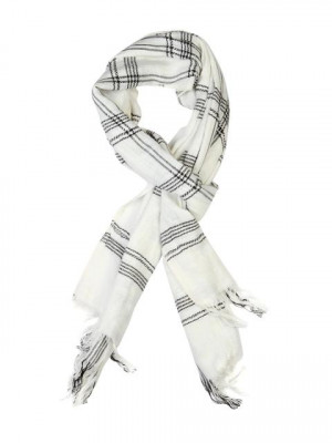 Basics Men Cream-Coloured Checked Stoles