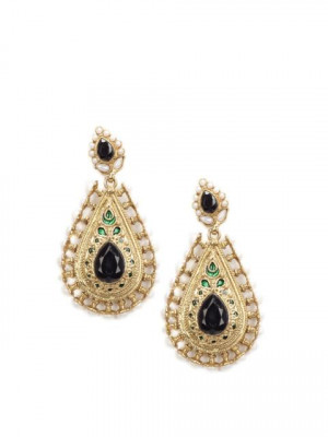 Royal Diadem Black Earrings