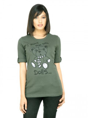 United Colors of Benetton Women Printed Olive Top