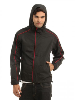 Just Natural Unisex Black and Grey Reversible Rain Jacket