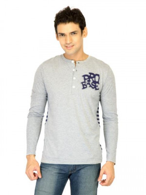 Probase Men Solid Grey Tshirts