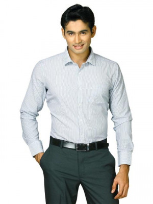 John Miller Men White Striped Shirt