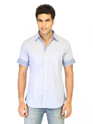 United Colors of Benetton Men Stripes Blue Shirts