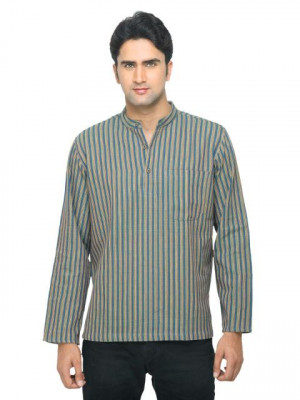 Fabindia Men Striped Blue Striped Kurta