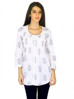 W Women Printed White Kurtis