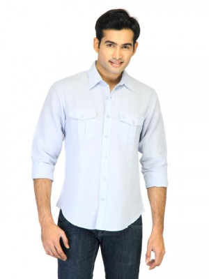 United Colors of Benetton Men Solid Blue Shirts