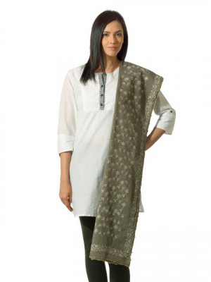 Fabindia Women Olive Kota Tepchi Dupatta