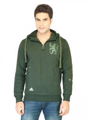 ADIDAS Men Cfc Auth Hood Green Sweatshirts