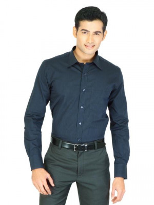 Genesis Men Stripes Black Shirts