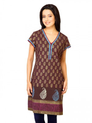 Diva Women Printed Brown Kurta