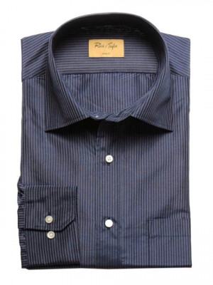 Reid & Taylor Men Stripes Blue Shirts