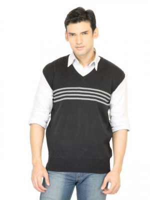 Genesis Men Solid Black Sweater