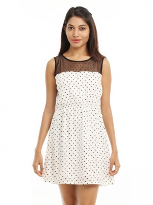 Femella Women White Heart Print Dress