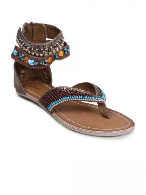 Catwalk Women Ethnic Leather Flat Brown Flats