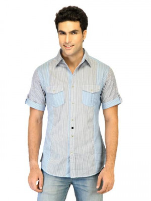 United Colors of Benetton Men Stripes White Shirts