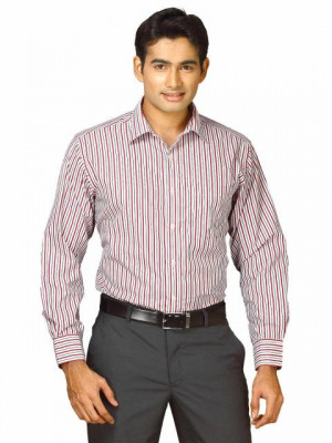 John Miller Men Stripes White Red Shirts