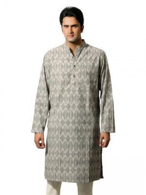 Fabindia Men Printed Grey Kurta