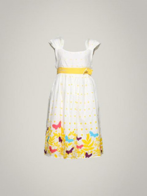 Gini and Jony Girl's Sara White Yellow Polka Dot Kidswear