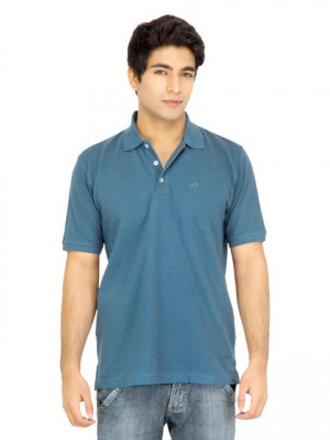 Proline Men Solid Blue Polo Tshirt