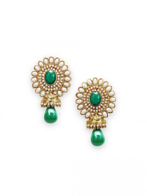 Royal Diadem Gold & Green Earrings