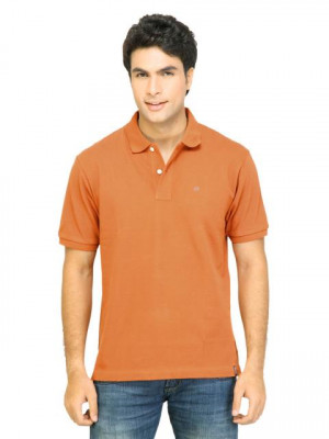 Arrow Sport Men Solid Orange Tshirts