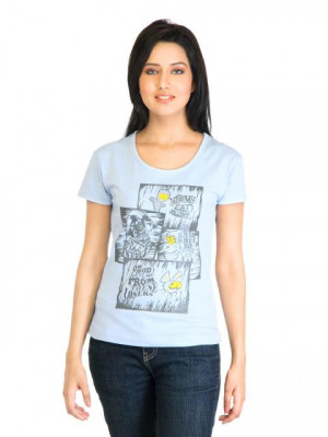Tokyo Talkies Women Printed Blue Top