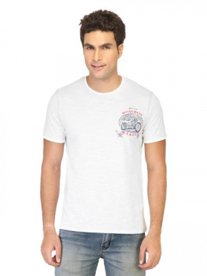 United Colors of Benetton Men Printed White Tshirts