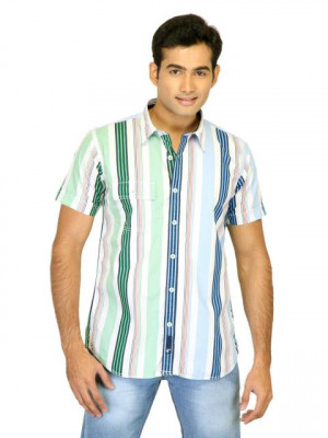 Probase Men Stripes White Shirts