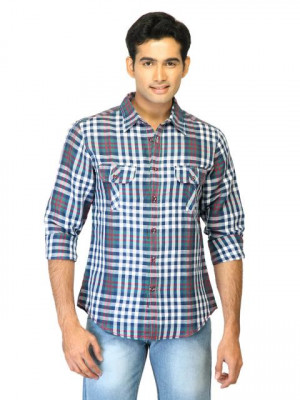 United Colors of Benetton Men Check Blue Shirts