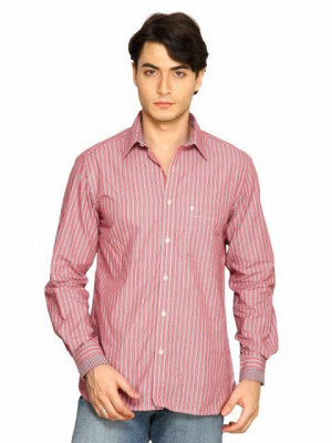 Indigo Nation Men Stripes Red Grey Shirts