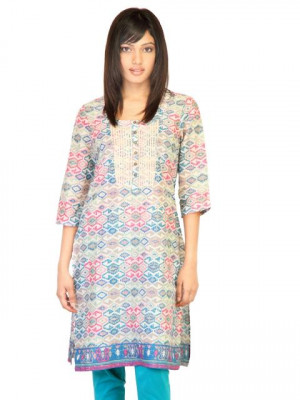W Women Printed White Kurtas