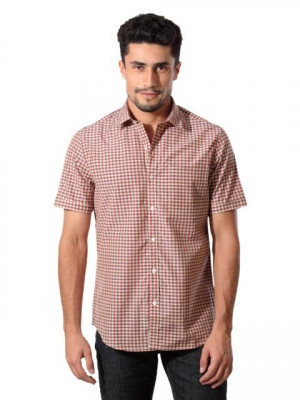 John Players Men Pink & Beige Shirt