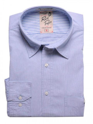 Reid & Taylor Men Stripes Blue Shirts