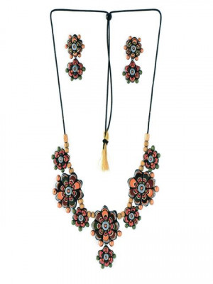 Adrika Multi Coloured Teracotta  Jewellery Set