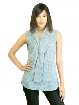 United Colors of Benetton Women Green Check Shirt