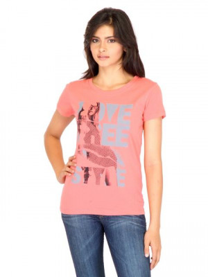 Lee Women Printed Orange Tshirts
