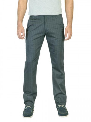 Scullers Men Check Grey Trousers