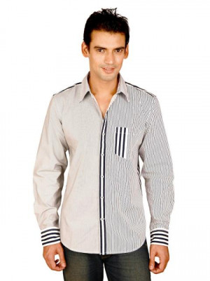 United Colors of Benetton Men Striped Blue Shirt