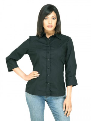 United Colors of Benetton Women Solid Black Shirt
